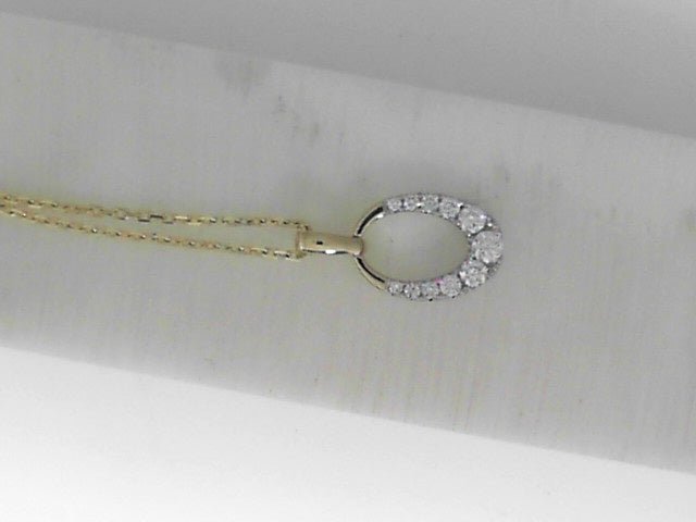 Vardy's Collection Round Diamond Two Tone Drop Pendant Necklace in 14K Yellow Gold (0.21ct)