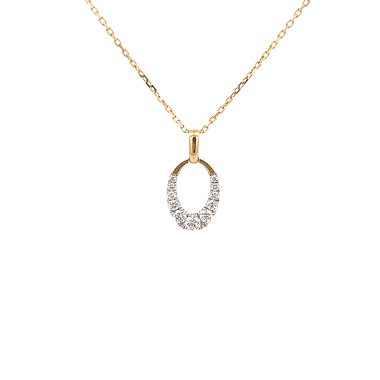 Vardy's Collection Round Diamond Two Tone Drop Pendant Necklace in 14K Yellow Gold (0.21ct)