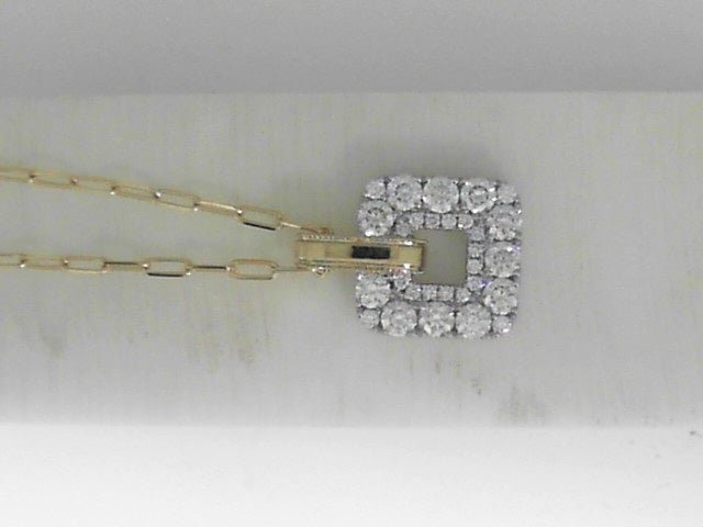 Vardy's Collection Round Diamond Two Tone Drop Pendant Necklace in 14K Yellow Gold (0.92ct)