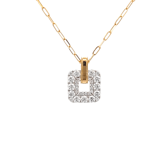 Vardy's Collection Round Diamond Two Tone Drop Pendant Necklace in 14K Yellow Gold (0.92ct)