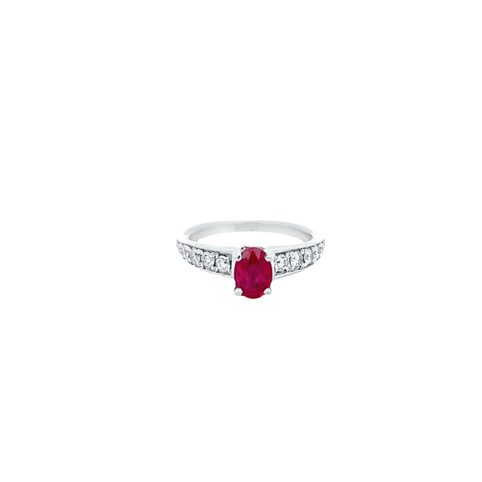Vardy's Collection Round Diamonds and Oval Ruby Fashion Ring in Platinum (1.53ct)