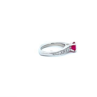 Vardy's Collection Round Diamonds and Oval Ruby Fashion Ring in Platinum (1.53ct)
