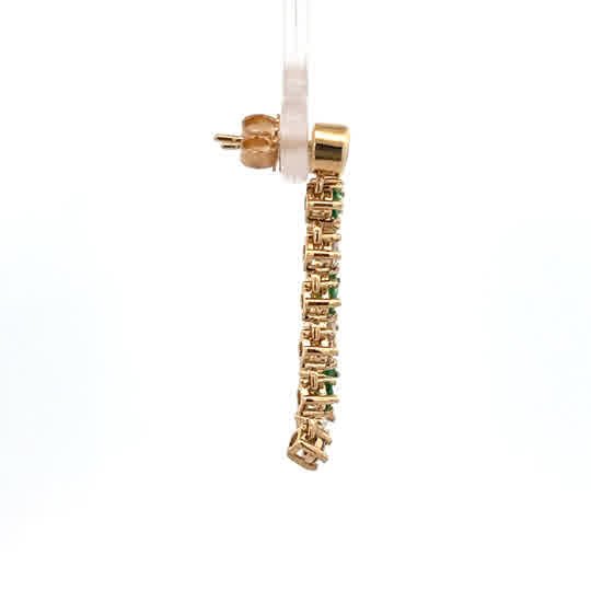 Vardy's Collection Round Emerald and Diamond Drop Earrings in 14K Yellow Gold and Platinum (1.33ctw)