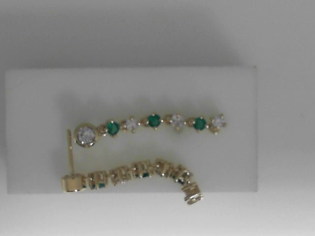 Vardy's Collection Round Emerald and Diamond Drop Earrings in 14K Yellow Gold and Platinum (1.33ctw)