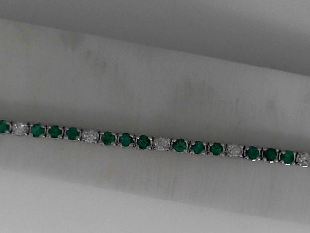 Vardy's Collection Round Emerald and Diamond Tennis Bracelet in 14K White Gold (2.34ct)