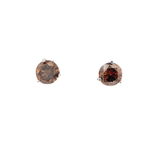 Vardy's Collection Round I1 Cognac Diamond Stud Earrings in 14K White Gold (2.39tcw)