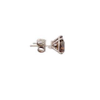 Vardy's Collection Round I1 Cognac Diamond Stud Earrings in 14K White Gold (2.39tcw)