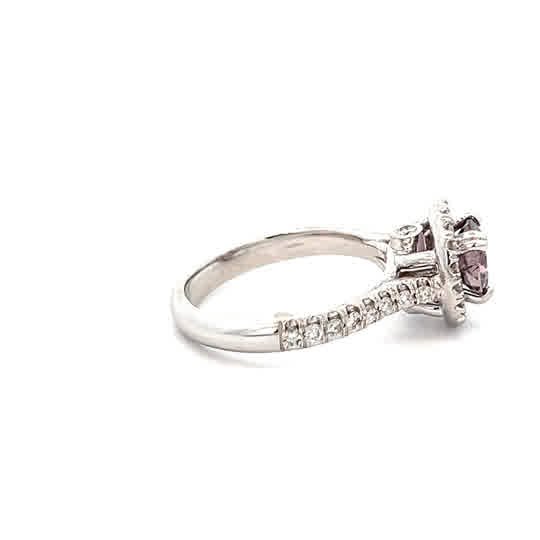 Vardy's Collection Round Purple Sapphire and Hearts on Fire Diamond Halo Fashion Ring in 14K White Gold (1.71ctw)