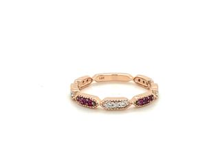 Vardy's Collection Round Ruby and Diamond Antique Fashion Ring in 14K Rose Gold (0.20ctw)
