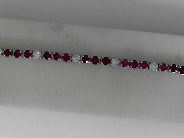 Vardy's Collection Round Ruby and Diamond Tennis Bracelet in 14K White Gold (3.75ctw)