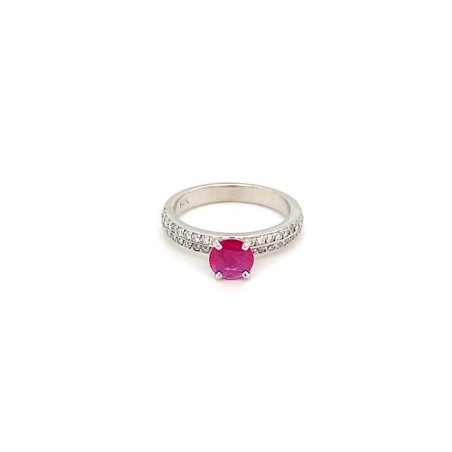Vardy's Collection Round Ruby and Round Diamond Fashion Ring in 14K White Gold (1.04ct)