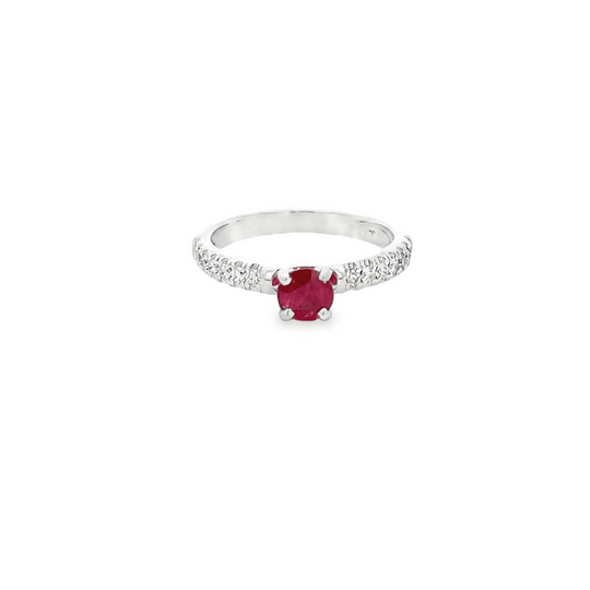 Vardy's Collection Round Ruby and Round Diamond Fashion Ring in Platinum (0.83ct)