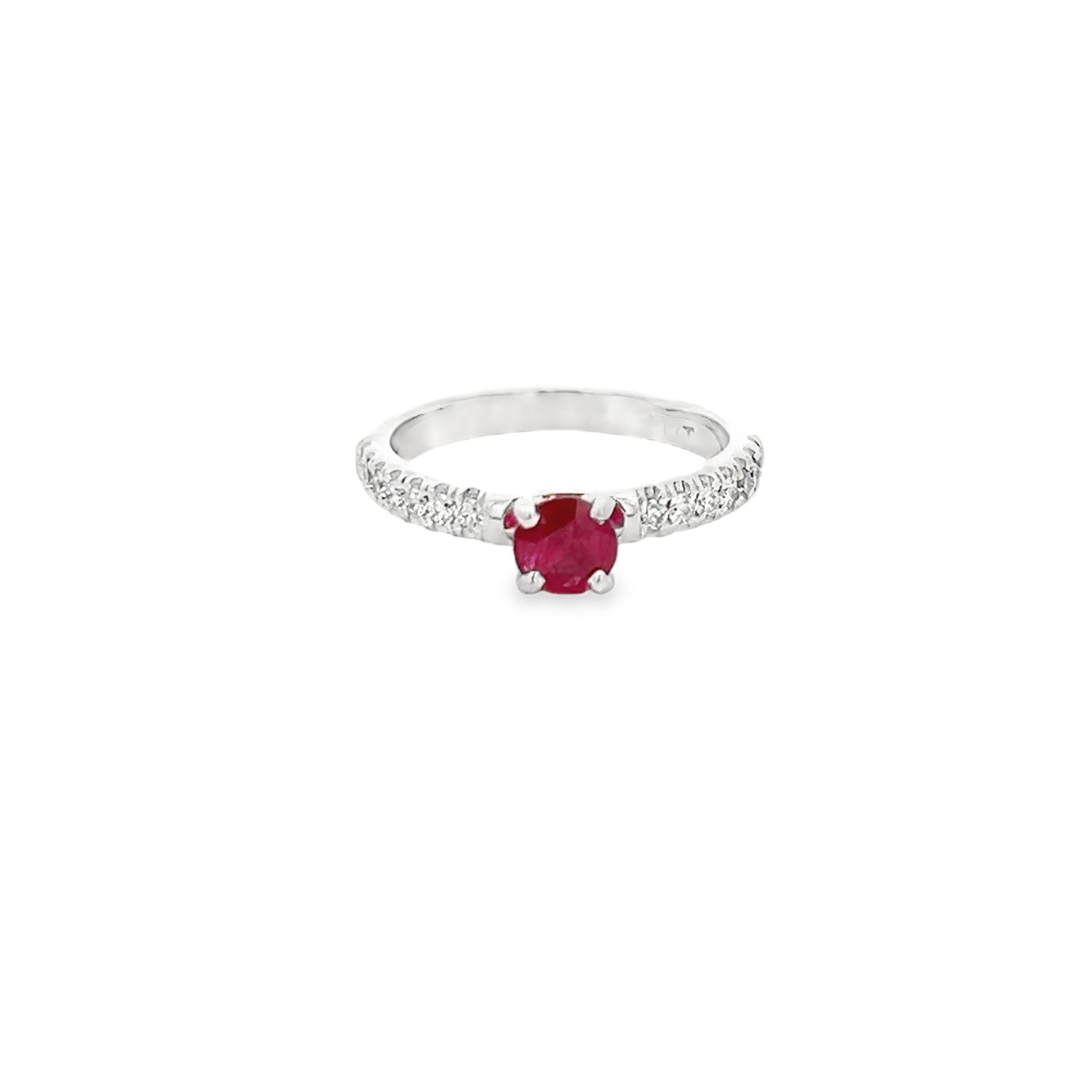 Vardy's Collection Round Ruby and Round Diamond Fashion Ring in Platinum (0.83ct)