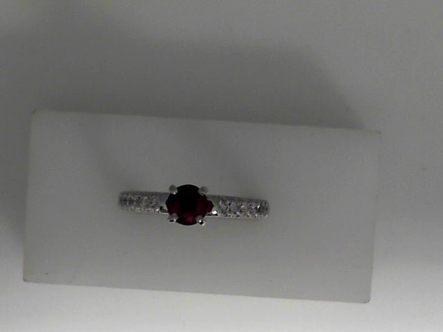 Vardy's Collection Round Ruby and Round Diamond Fashion Ring in Platinum (0.83ct)