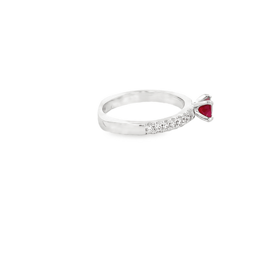 Vardy's Collection Round Ruby and Round Diamond Fashion Ring in Platinum (0.83ct)