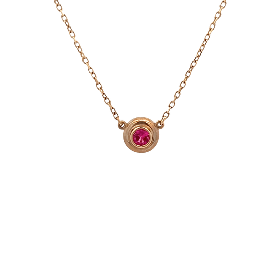 Vardy's Collection Round Ruby Bezel Pendant Necklace in 14K Yellow Gold (0.24ct)