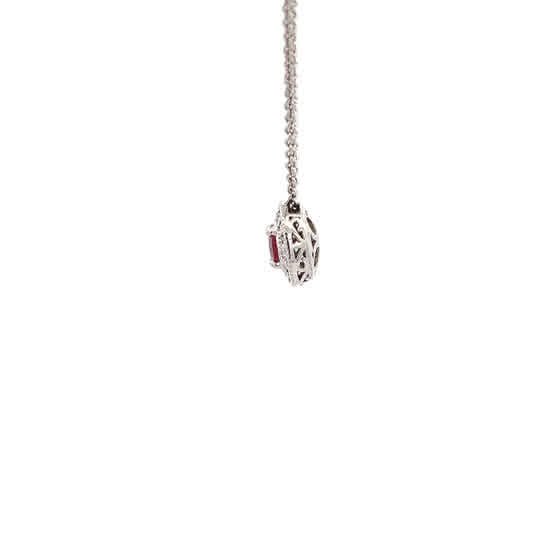 Vardy's Collection Round Ruby Halo Pendant in 14K White Gold (0.63ct)