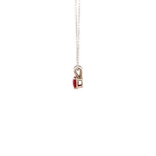 Vardy's Collection Round Ruby Rabbit Ear Pendant Necklace in 14K White Gold (0.50ct)