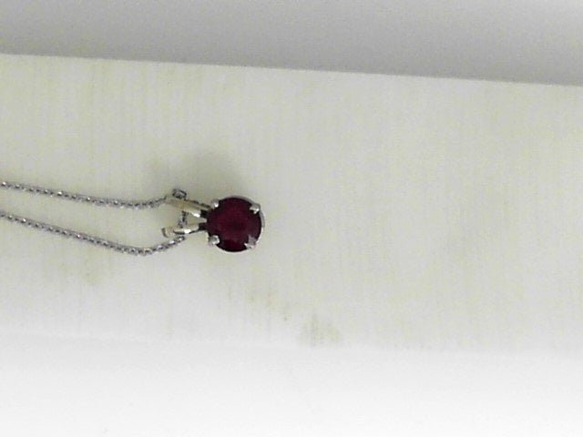 Vardy's Collection Round Ruby Rabbit Ear Pendant Necklace in 14K White Gold (0.50ct)