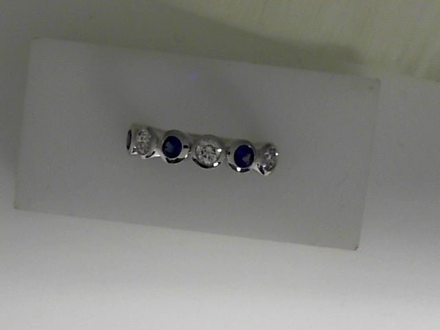 Vardy's Collection Round Sapphire and Diamond Contemporary Fashion Ring in 14K White Gold (0.97ct)