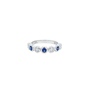 Vardy's Collection Round Sapphire and Diamond Contemporary Fashion Ring in 14K White Gold (0.97ct)