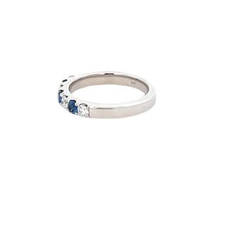 Vardy's Collection Round Sapphire and Diamond Fashion Ring in 14K White Gold (0.76ct)