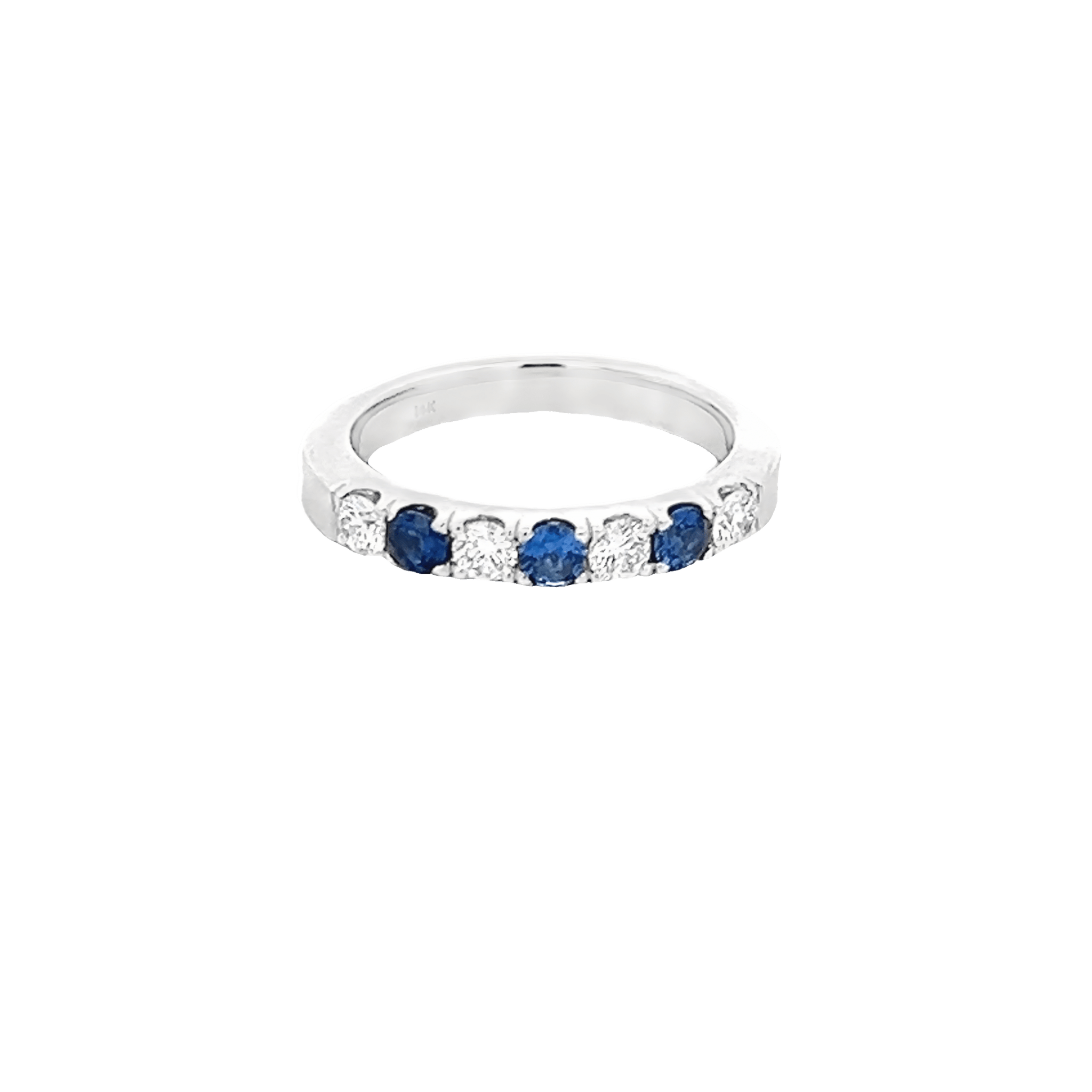 Vardy's Collection Round Sapphire and Diamond Fashion Ring in 14K White Gold (0.76ct)