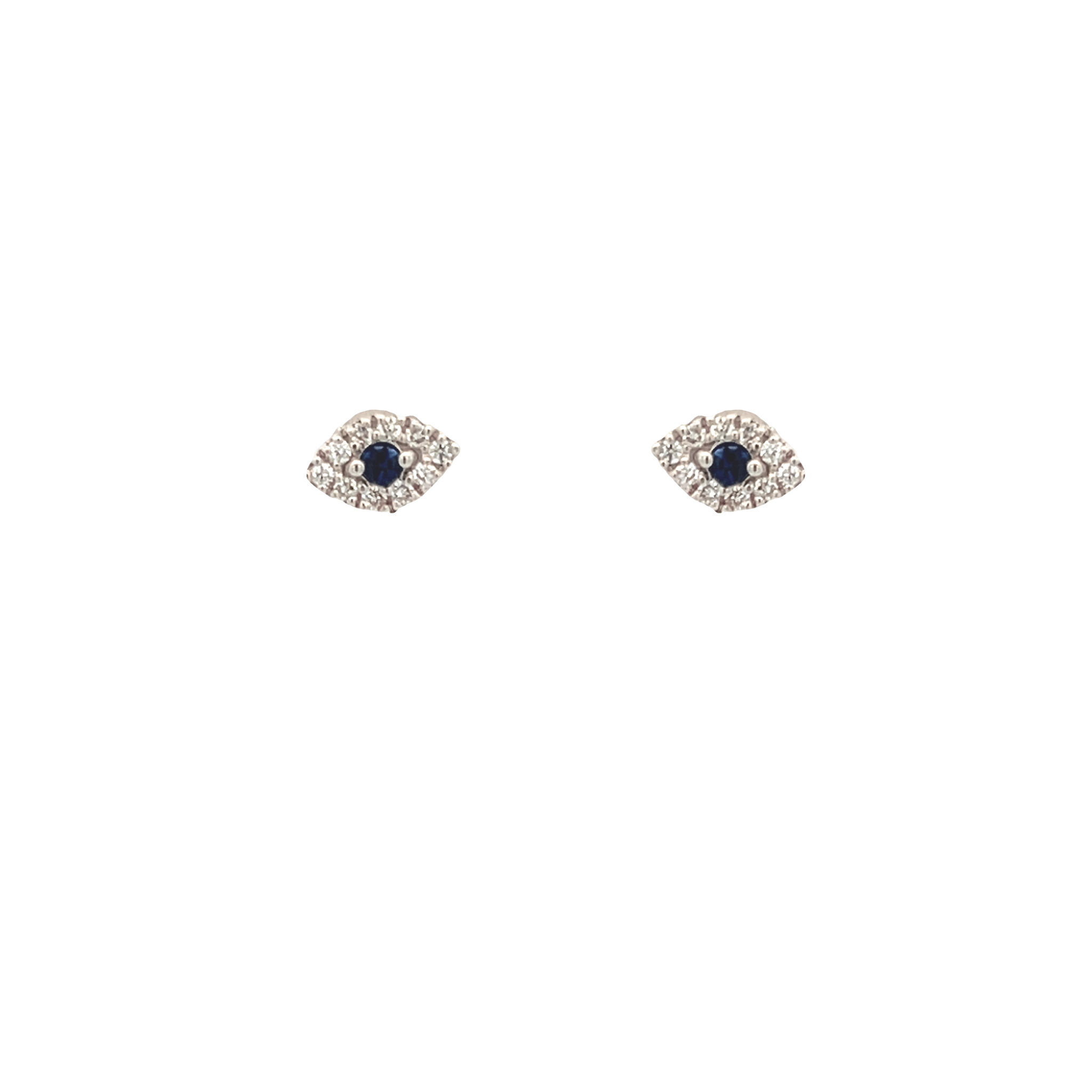 Vardy's Collection Round Sapphire and Diamond Stud Earrings in 18K White Gold (0.18ctw)