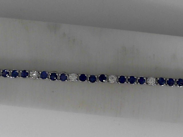 Vardy's Collection Round Sapphire and Diamond Tennis Bracelet in 14K White Gold (3.57ct)