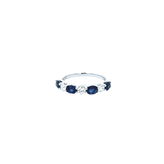 Vardy's Collection Round Sapphire and Round Diamond Fashion Ring in 18K White Gold (1.68ct)