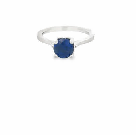 Vardy's Collection Round Sapphire Contemporary Fashion Ring in 14K White Gold (1.57ct)