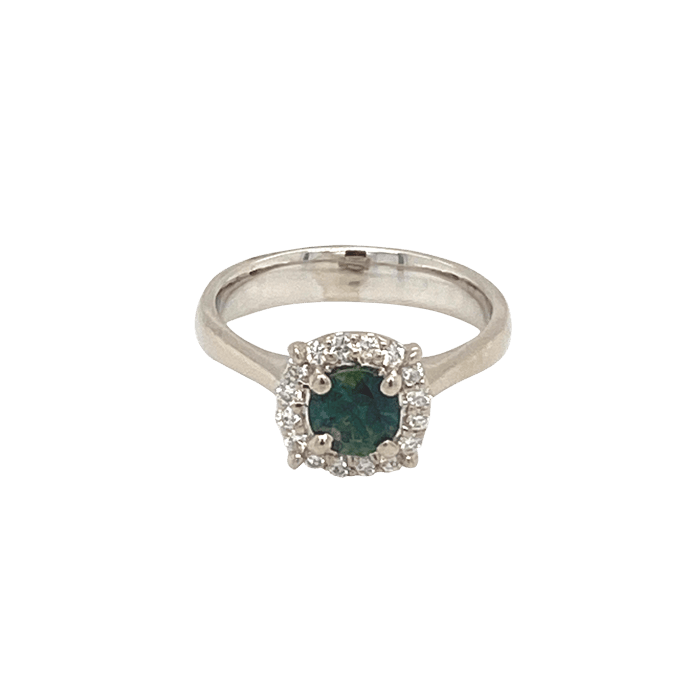 Vardy's Collection Round Sapphire Halo Setting Fashion Ring in 14K White Gold (0.58ct)