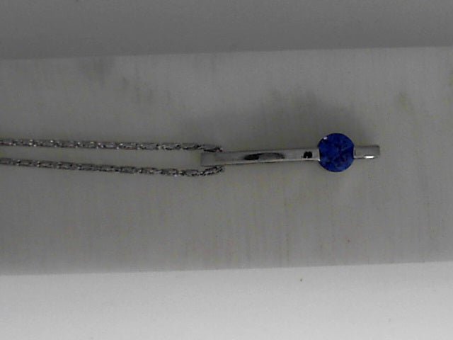 Vardy's Collection Round Sapphire Open Link Pendant Necklace in 14K White Gold (0.34ct)