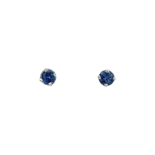 Vardy's Collection Round Sapphire Stud Earrings in 14K White Gold (0.97ctw)