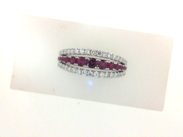 Vardy's Collection Ruby and Diamond Pavé Band in 14K White Gold (0.9ct)