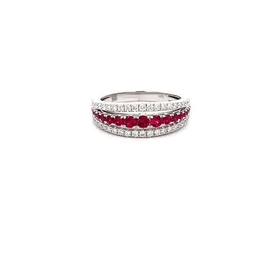 Vardy's Collection Ruby and Diamond Pavé Band in 14K White Gold (0.9ct)