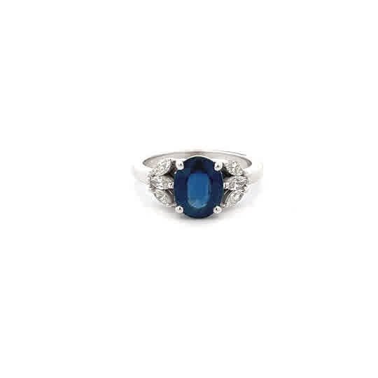 Vardy's Collection Sapphire and Diamond Fashion Ring in 14K White Gold (0.4ct)