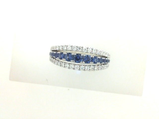 Vardy's Collection Sapphire and Diamond Prong Ring in 14K White Gold (0.9ct)