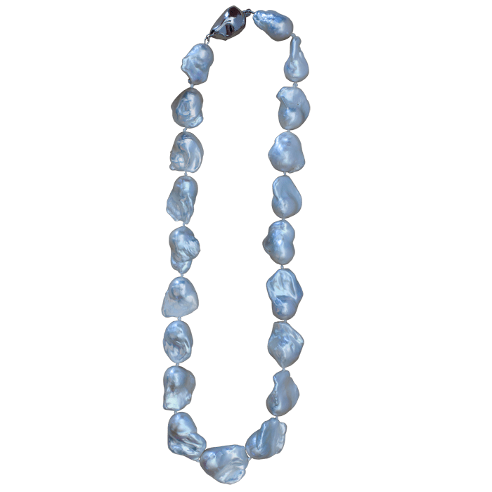 Vardy's Collection Single Strand Borroc Pearl Necklace in White 21'