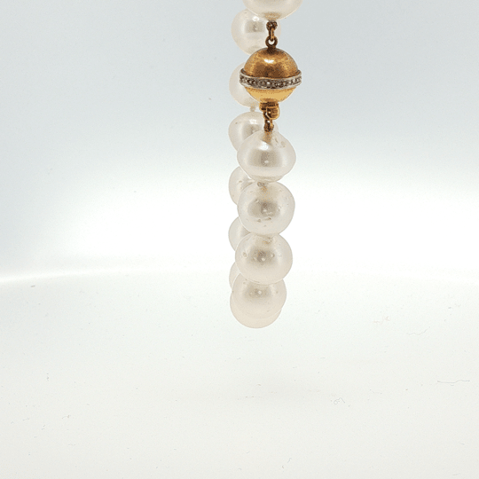 Vardy's Collection Single Strand Pearl Necklace in 14K Yellow Gold (0.46ct)
