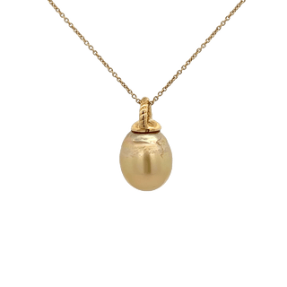 Vardy's Collection South Sea Golden Pearl Open Link Pendant in 14K Yellow Gold