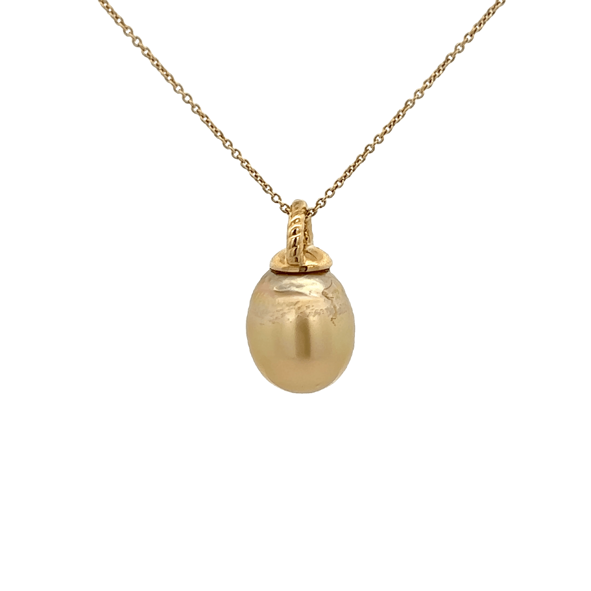 Vardy's Collection South Sea Golden Pearl Open Link Pendant in 14K Yellow Gold