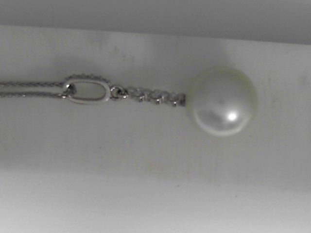 Vardy's Collection South Sea Pink Excellent Pearl and Round Diamond Drop Pendant in 14K White Gold (11.15ct)