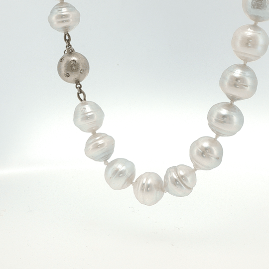 Vardy's Collection South Sea White Pearl Single Strand Necklace in 14K White Gold