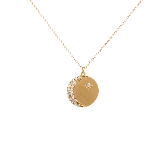 Vardy's Collection Star and Moon Pendant in 14K Yellow Gold (0.22ct)