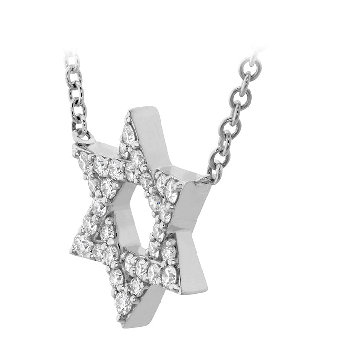 Vardy's Collection Star Of David Pendant Necklace with Hearts On Fire Cut Diamonds in 18K White Gold (0.18ctw)