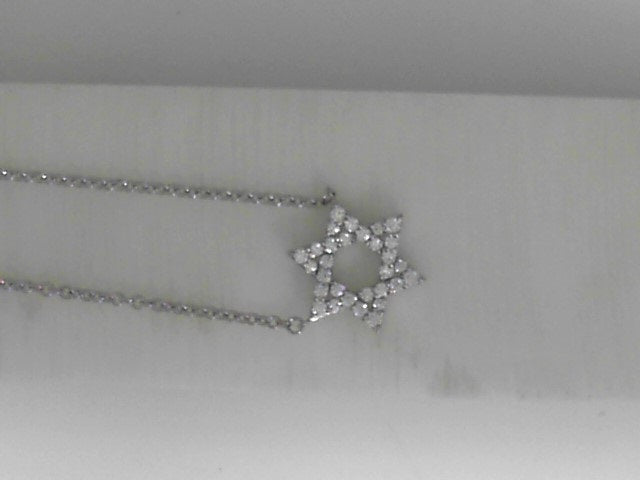 Vardy's Collection Star Of David Pendant Necklace with Hearts On Fire Cut Diamonds in 18K White Gold (0.18ctw)