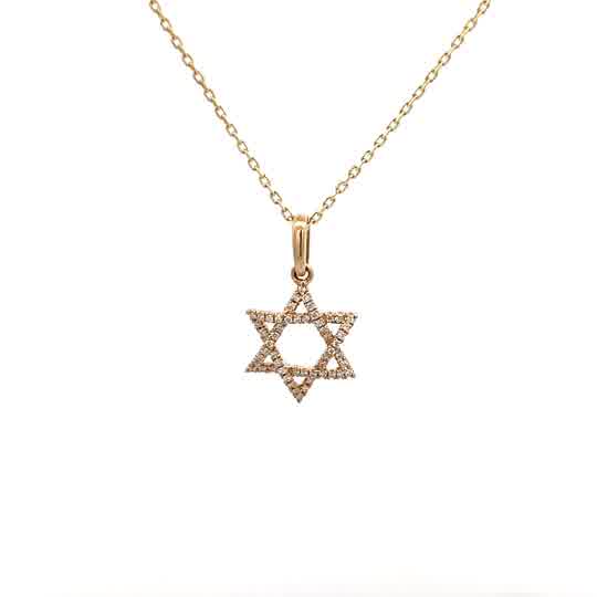 Vardy's Collection Star Of David Pendant With Round Diamonds in 14K Yellow Gold (0.11ctw)