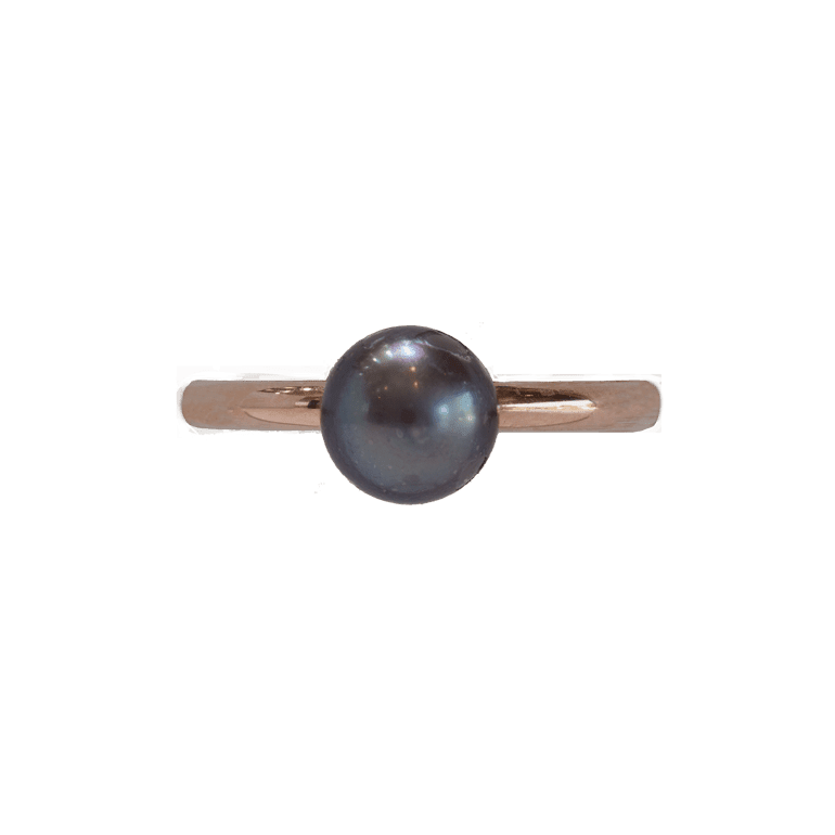 Vardy's Collection Tahitian Black Pearl Fashion Ring in 14K Rose Gold