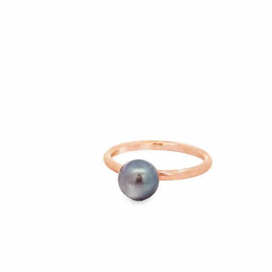 Vardy's Collection Tahitian Black Pearl Fashion Ring in 14K Rose Gold